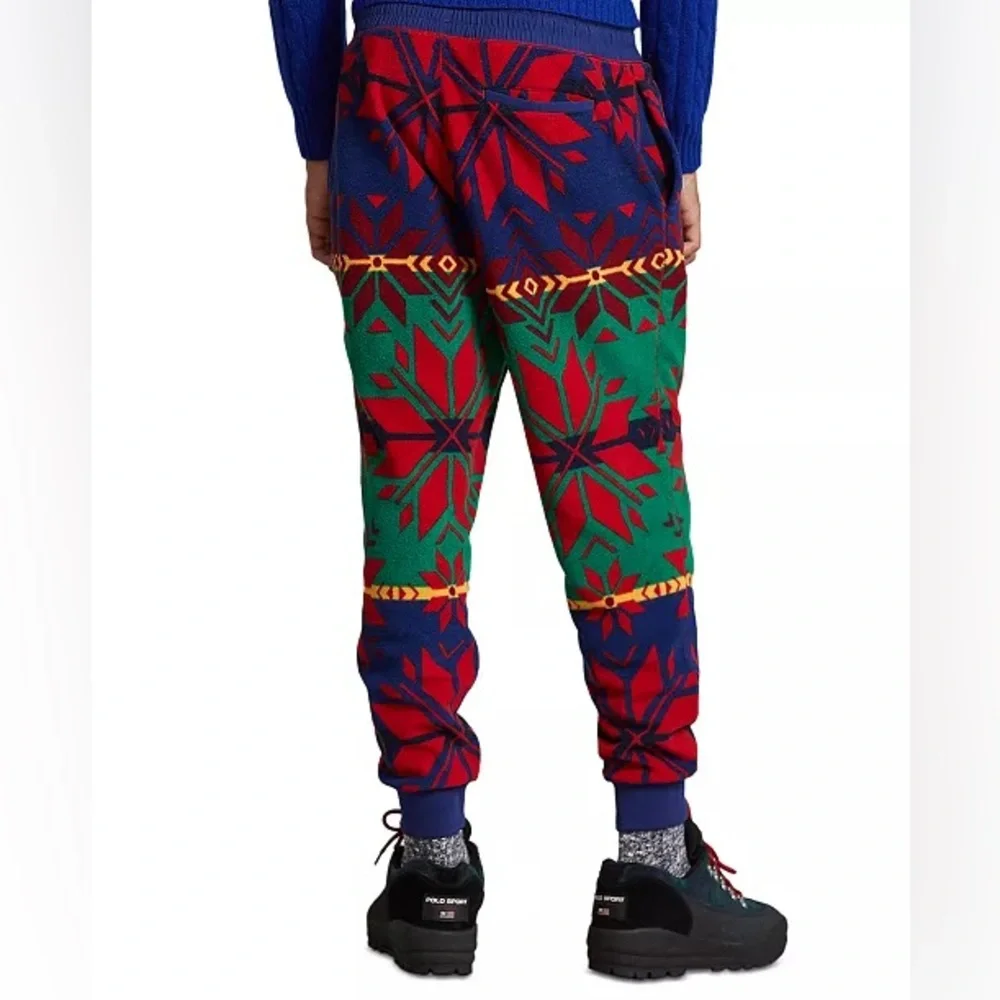 ▪️Polo Ralph Lauren Festive Holiday Red Green Blue Geometric-Print Fleece Jogger